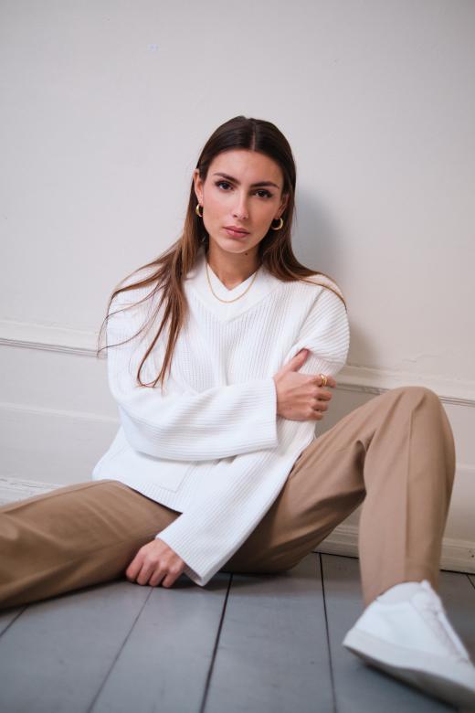 Boxy V-Neck Cotton Sweater Filippa K